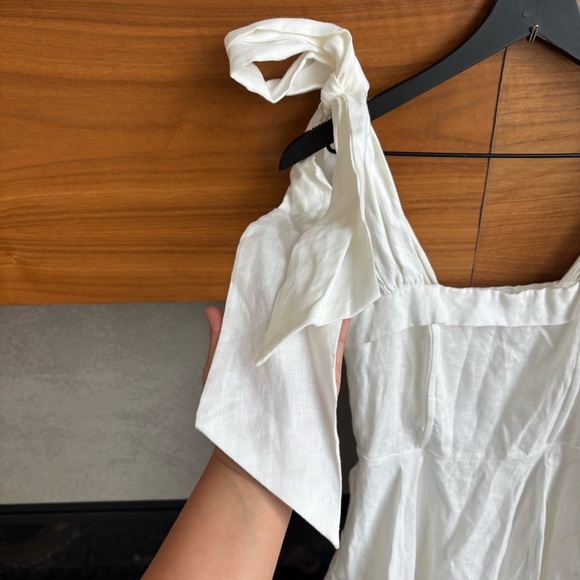 DISSH AISLE LINEN BOW MINI DRESS WHITE, SIZE 4 - Picture 11 of 16